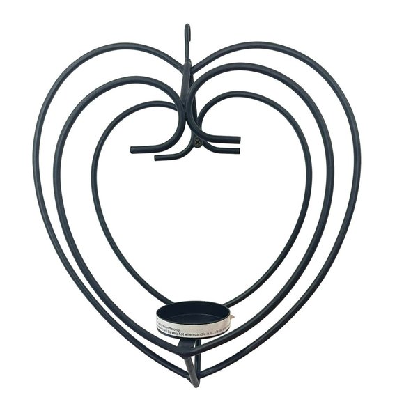 Black Rustic Wrought Iron Heart Shaped Candle Holder For Tealight Candle - Picture 1 of 5